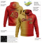 Custom Name Number Hoodie Sweatshirt - Personalized Red Old Gold Black Gradient Fashion Sports Pullover Personalized Stitched