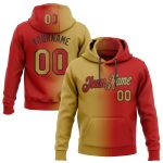 Custom Name Number Hoodie Sweatshirt - Personalized Red Old Gold Black Gradient Fashion Sports Pullover Personalized Stitched