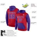 Custom Team Name Number Pullover Hoodie Sweatshirt - Personalized Red Purple White Sports Design Personalized Stitched Red