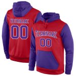 Custom Team Name Number Pullover Hoodie Sweatshirt - Personalized Red Purple White Sports Design Personalized Stitched Red