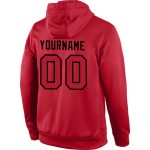 Custom Team Name Number Hoodie, Personalized Red Black Pullover Sweatshirt, Stitched Sports Design Personalized Stitched