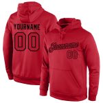 Custom Team Name Number Hoodie, Personalized Red Black Pullover Sweatshirt, Stitched Sports Design Personalized Stitched