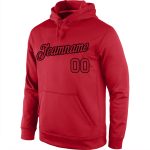 Custom Team Name Number Hoodie, Personalized Red Black Pullover Sweatshirt, Stitched Sports Design Personalized Stitched