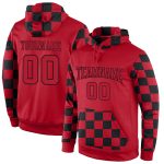 Custom Red-Black Sports Hoodie Pullover Sweatshirt - Personalized Stitched Design Personalized Stitched Red Red-Black Sports