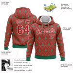 Custom 3D Christmas Trees Hoodie for Sports Teams - Personalized Red and Kelly Green Sweatshirt with Name and Number Personalized