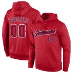 Custom Team Name Number Red Navy Pullover Hoodie Sweatshirt - Personalized Stitched Sports Apparel Personalized Stitched
