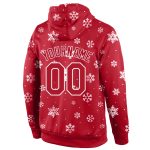 Custom Name Number 3D Christmas Hoodie Pullover Sweatshirt Red Red-White Sports Design - Personalized Team Apparel Personalized