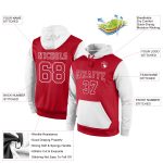 Custom Name Number Sports Hoodie Pullover Sweatshirt Red-White Stitched Personalized Team Apparel Personalized Stitched Red