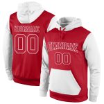 Custom Name Number Sports Hoodie Pullover Sweatshirt Red-White Stitched Personalized Team Apparel Personalized Stitched Red
