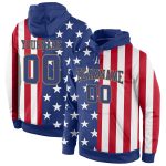 Personalized 3D American Flag Hoodie with Custom Name & Number, Red Royal-Old Gold Pullover Sports Sweatshirt Personalized