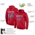 Custom Name Number Pullover Hoodie - Personalized Red White Sports Sweatshirt for Teams Personalized Stitched Red Royal-White