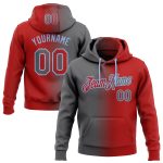 Custom Name Number Personalized Sports Hoodie Red Steel Gray Light Blue Gradient Pullover Sweatshirt Personalized Stitched