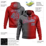 Custom Name Number Personalized Sports Hoodie Red Steel Gray Light Blue Gradient Pullover Sweatshirt Personalized Stitched
