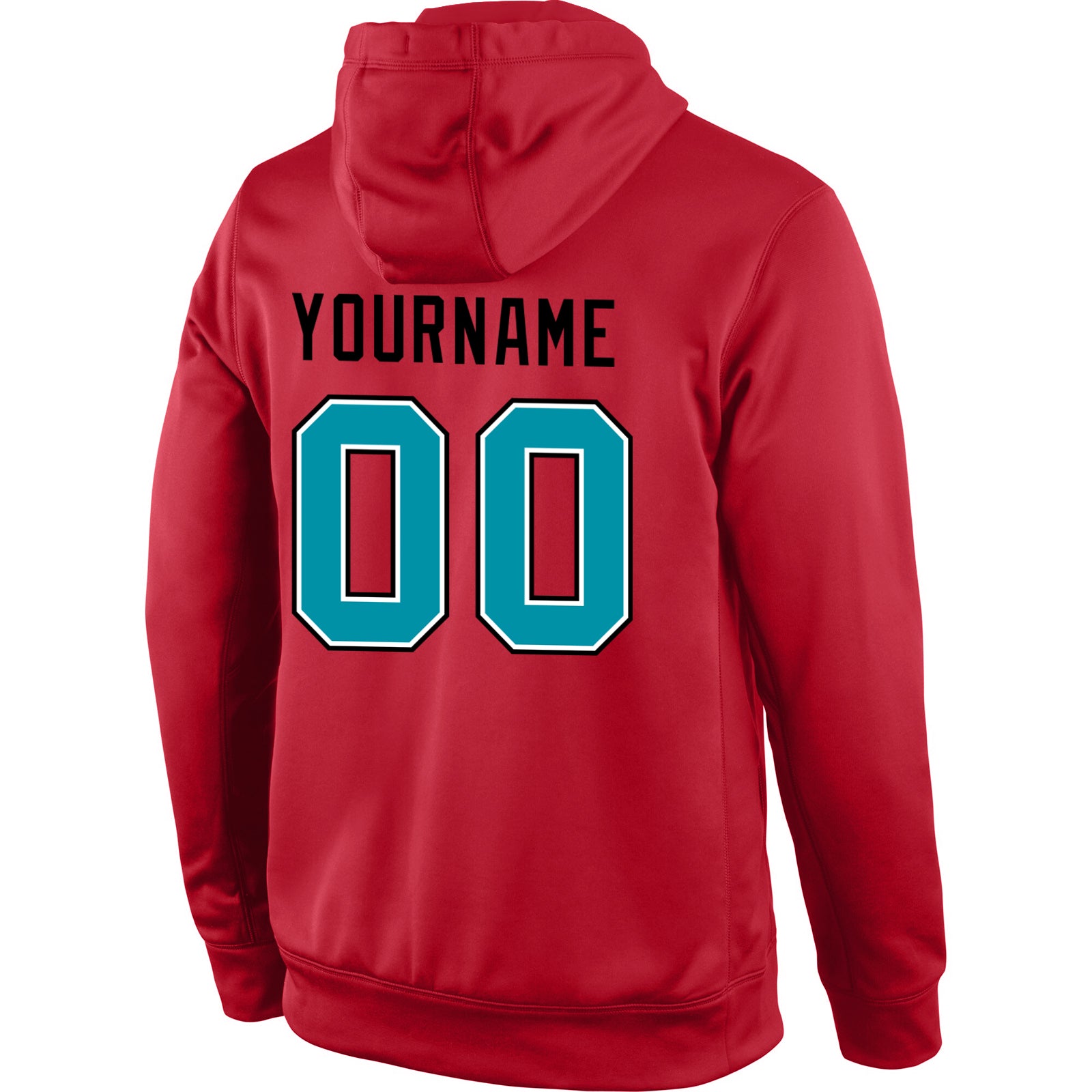 Personalized Stitched Red Teal-Black Sports Pullover Sweatshirt Hoodie Team Custom Name and Number Custom Name Number Hoodie, Red Teal-Black Sports Pullover Sweatshirt, Personalized Team Apparel Personalized Stitched Red - Image 3
