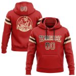 Personalized Vintage USA Flag Football Hoodie Custom Name Number Sweatshirt Pullover Red Cream-Black Team Apparel Personalized