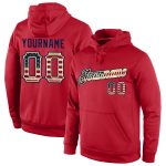 Custom Name Number Vintage Red USA Flag Pullover Hoodie Cream Sports Sweatshirt Personalized Stitched Red Vintage USA Flag-Cream