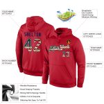 Custom Name Number Vintage Red USA Flag Pullover Hoodie Cream Sports Sweatshirt Personalized Stitched Red Vintage USA Flag-Cream