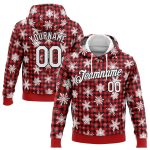 Custom Name and Number 3D Christmas Plaid Red Black Pullover Hoodie Sweatshirt for Snow Sports Personalized Stitched Red