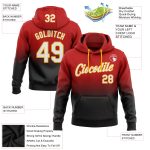 Custom Team Name Number Pullover Hoodie Sweatshirt - Personalized Red White Black Gold Fade Sports Fashion Personalized Stitched