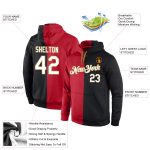 Personalized Split Sports Hoodie in Red Black White - Stitched Pullover Sweatshirt for Fashion Lovers Personalized Stitched