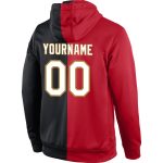 Personalized Split Sports Hoodie in Red Black White - Stitched Pullover Sweatshirt for Fashion Lovers Personalized Stitched