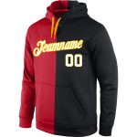 Custom Sports Hoodie Pullover Sweatshirt with Name and Number - Personalized Red White Black Split Fashion Personalized Stitched