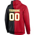 Custom Sports Hoodie Pullover Sweatshirt with Name and Number - Personalized Red White Black Split Fashion Personalized Stitched