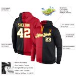 Custom Sports Hoodie Pullover Sweatshirt with Name and Number - Personalized Red White Black Split Fashion Personalized Stitched