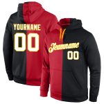 Custom Sports Hoodie Pullover Sweatshirt with Name and Number - Personalized Red White Black Split Fashion Personalized Stitched