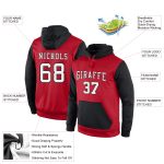 Custom Team Name Number Hoodie Personalized Sports Pullover Sweatshirt Stitched Red Black White Personalized Stitched Red