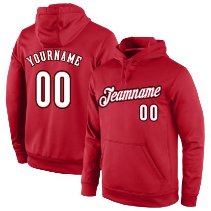 Red White Black Personalized Sports Hoodie Pullover Sweatshirt for Men and Women Personalized Stitched Red White-Black Sports