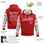 Custom Name and Number 3D Christmas Sports Hoodie - Personalized Stitched Pullover Sweatshirt in Red and White Personalized