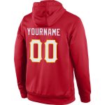 Custom Team Name Number Red White Gold Pullover Hoodie Personalized Stitched Sports Sweatshirt Personalized Stitched Red