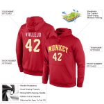 Custom Team Name Number Red White Gold Pullover Hoodie Personalized Stitched Sports Sweatshirt Personalized Stitched Red