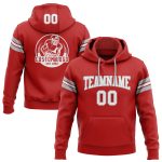 Custom Team Football Hoodie with Personalized Name & Number - Stitched Pullover Sweatshirt in Red, White & Gray Personalized