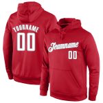 Custom Team Hoodie - Personalized Red White Gray Sports Sweatshirt with Name and Number Personalized Stitched Red White-Gray