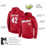 Custom Team Hoodie - Personalized Red White Gray Sports Sweatshirt with Name and Number Personalized Stitched Red White-Gray