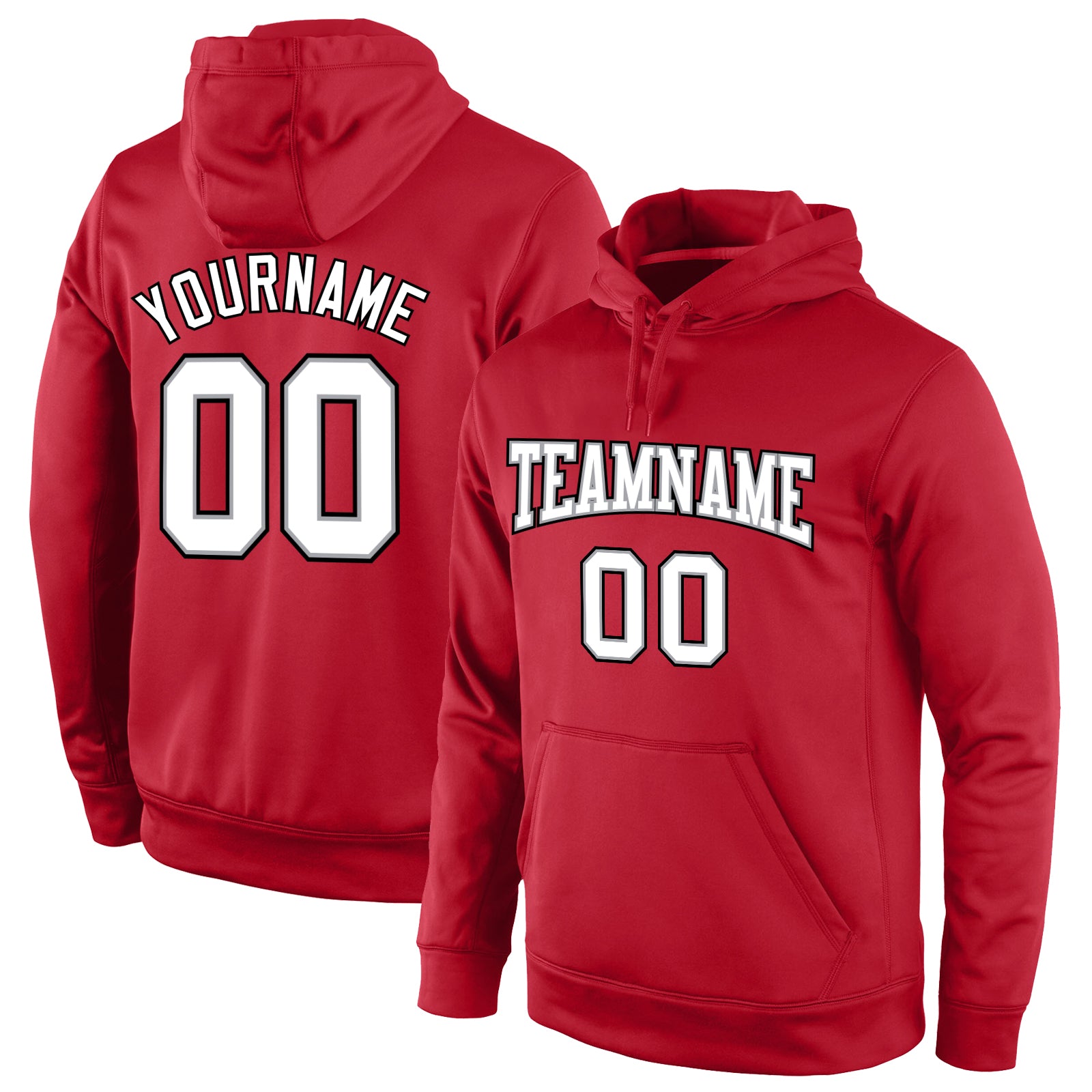 Customized Red White Gray Sports Hoodie Pullover Sweatshirt for Men and Women Personalized Stitched Red White-Gray Sports