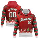 Custom Name Number 3D Christmas Sports Hoodie Personalized Red White Kelly Green Pullover Sweatshirt Personalized Stitched