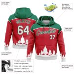 Custom 3D Christmas Trees Sports Hoodie with Personalized Name & Number - Stitched Red White Kelly Green Pullover Sweatshirt