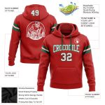 Custom Name Number Football Hoodie Sweatshirt Pullover Personalized Red White Kelly Green Team Apparel Personalized Stitched