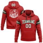 Custom Name Number Football Hoodie Sweatshirt Pullover Personalized Red White Kelly Green Team Apparel Personalized Stitched