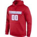 Custom Team Name Number Pullover Hoodie Sweatshirt Red White Light Blue Stitched Sports Personalized Stitched Red White-Light