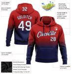 Custom Name Number Sports Hoodie Pullover Sweatshirt Red White Navy Fade Fashion Team Apparel Personalized Stitched Red White-Navy