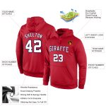 Custom Name Number Pullover Hoodie Sweatshirt - Personalized Red White Navy Sports Team Apparel Personalized Stitched Red