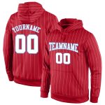 Custom Name Number Sports Hoodie Pullover Sweatshirt Red White Light Blue Pinstripe Design for Teams Personalized Stitched
