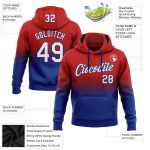 Personalized Red White Royal Fade Sports Hoodie Pullover Sweatshirt for Men and Women Personalized Stitched Red White-Royal