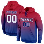Custom Team Name Number Pullover Hoodie Sweatshirt - Personalized Red White Royal Fade Fashion Sports Style Personalized