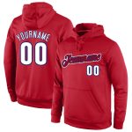 Personalized Sports Hoodie Red White-Royal Stitched Pullover Sweatshirt Personalized Stitched Red White-Royal Sports Pullover