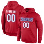 Custom Team Name Number Royal Sports Hoodie Stitched Pullover Sweatshirt Red White Personalized Stitched Red White-Royal